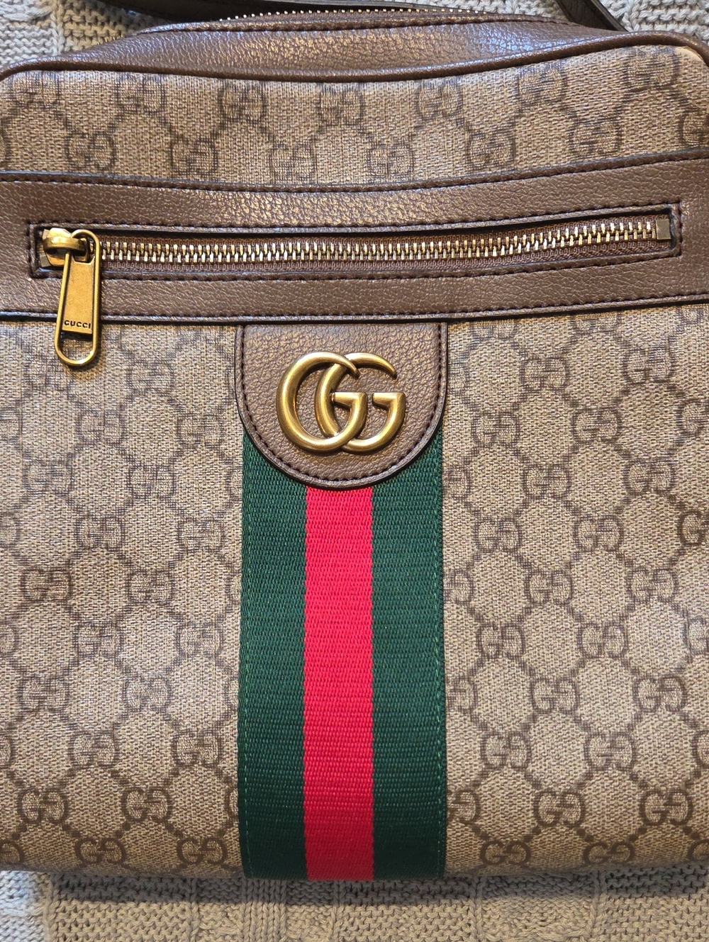 Authentic Gucci GG Supreme Monogram Web Small Ophidia Messenger Bag Brown - Picture 2 of 12